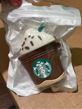 AirPod Case-Starbucks Brown and White Cup Charm with Green Logo Accent
